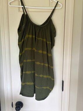 Xhilaration Olive & Yellow Tie-Dye Braided Strap Cami